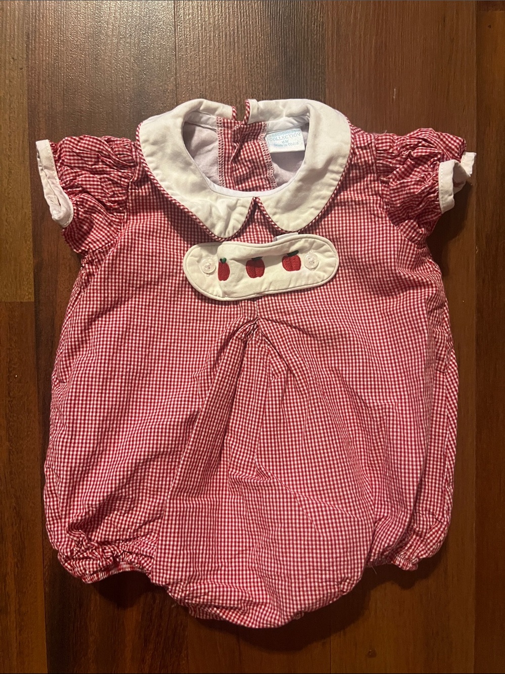 Edgehill Collection Red and White Check Baby Bubble Romper Size 6 Months
